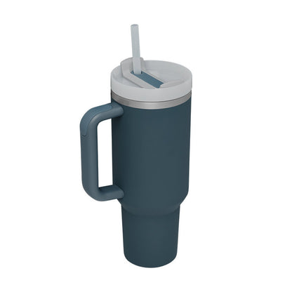 40 Oz Insulated Tumbler with Handle & Straw | Spill-Proof Stainless Steel Cup