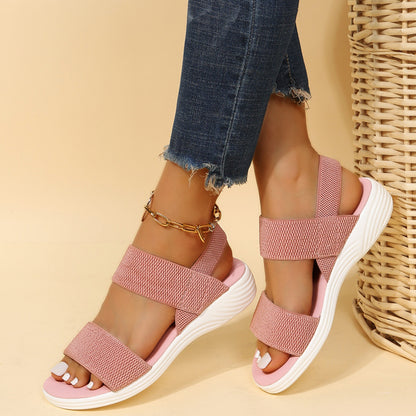 Rubber Open Toe Low Heel Sandals – Comfortable & Stylish