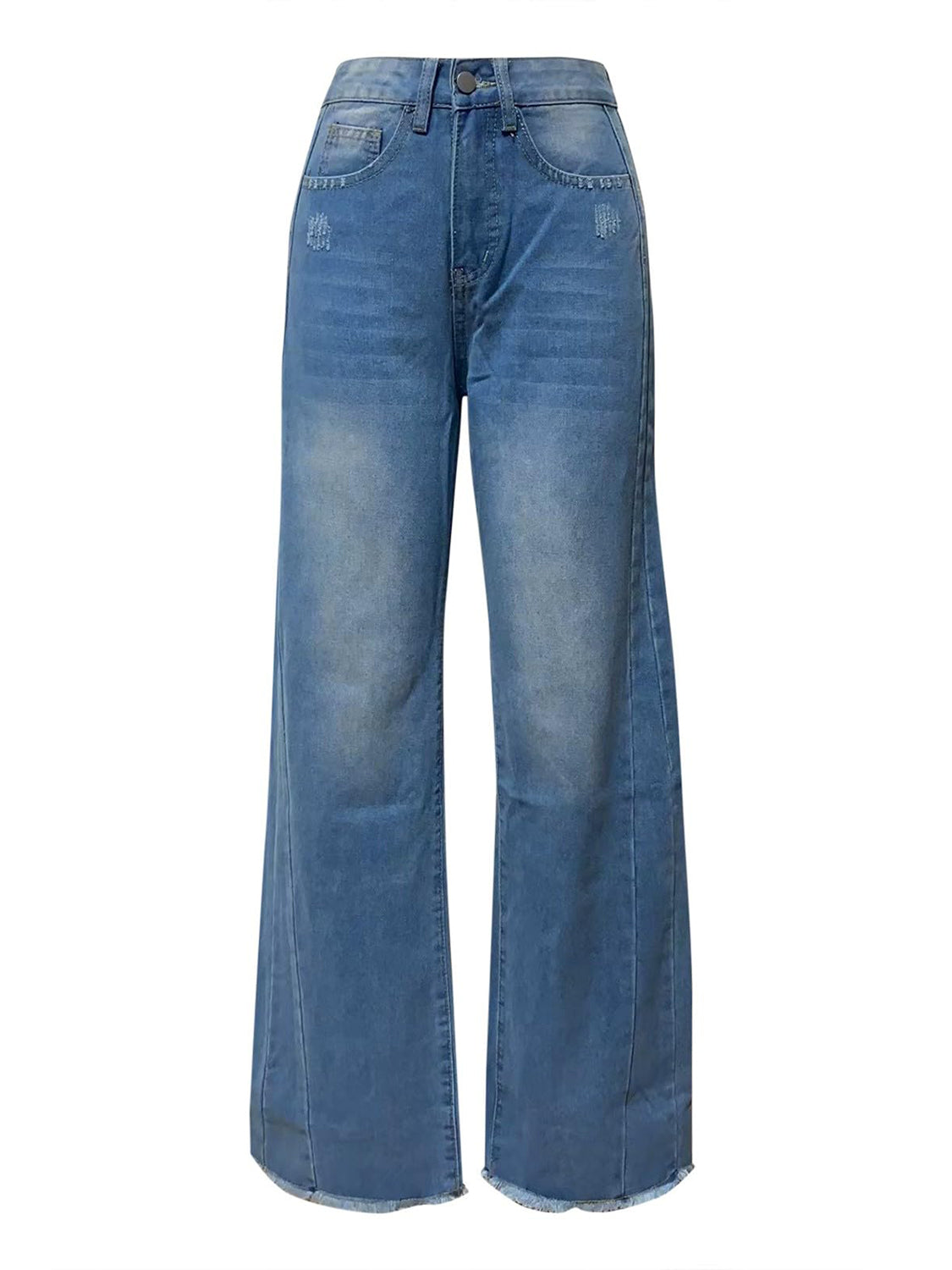 Raw Hem Wide Leg Jeans with Pockets | Chic & Comfortable Denim